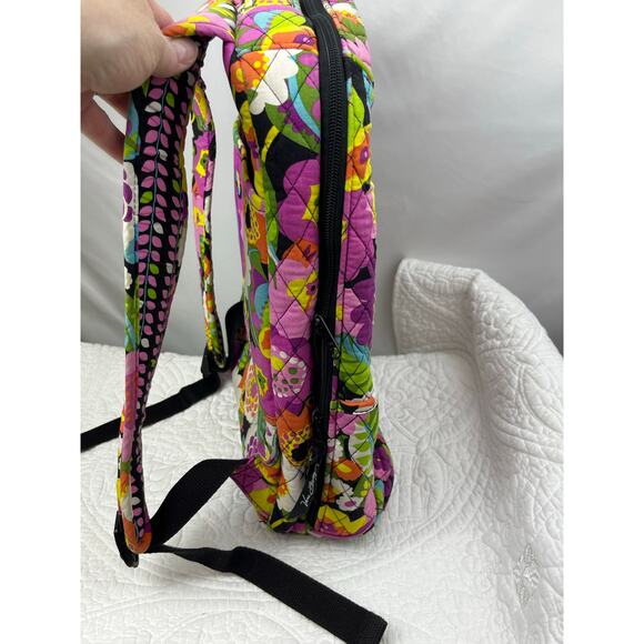 Vera Bradly Pink/Green Va Va Bloom Floral Pattern Backpack School Travel Roomy - Picture 10 of 14